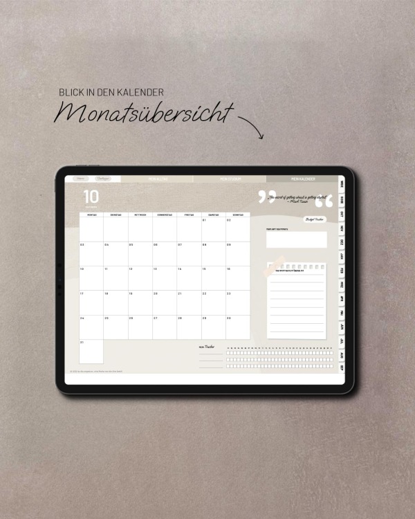 Blick in den digitalen Kalender - Monatsübersicht